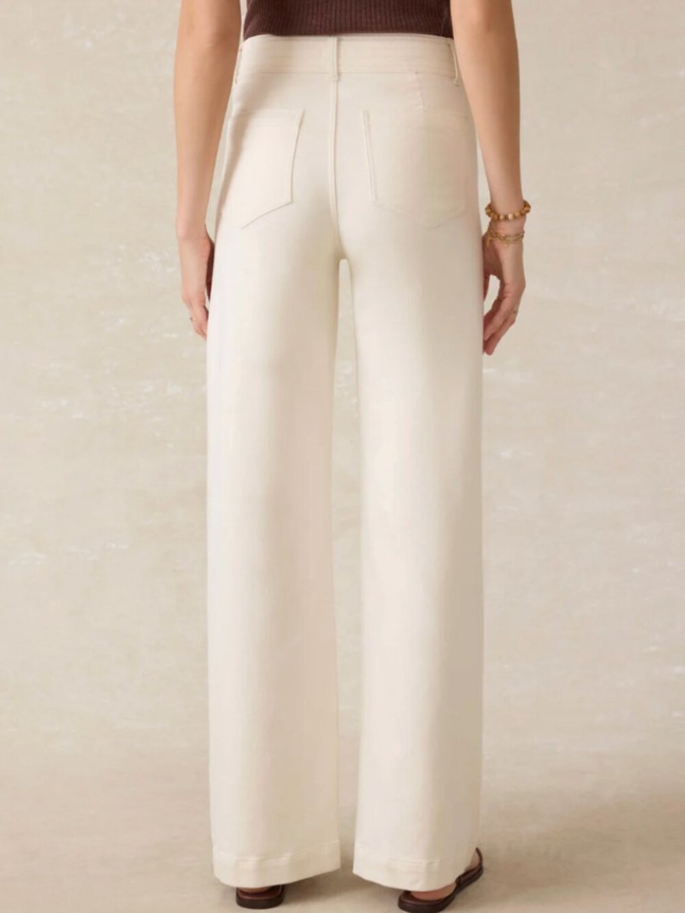 Faherty Women's Stretch Terry Harbor, Full Length Pant - Egret (ivory) Size 32 - Picture 2 of 8
